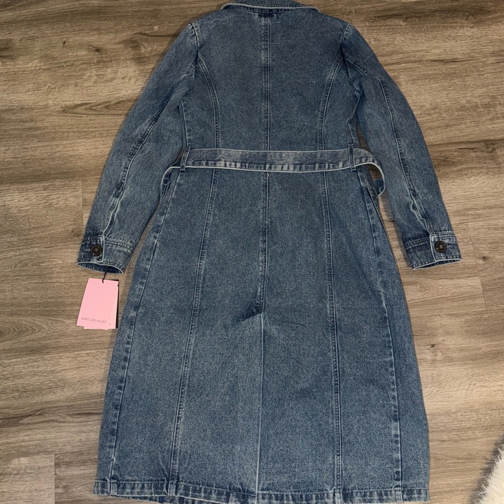 Avec Les Filles Blue Jean Jacket Coat - Picture 6 of 11